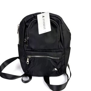 Everest Backpack HP1300 Black Nylon Silver Accent Handbag Brand‎ New